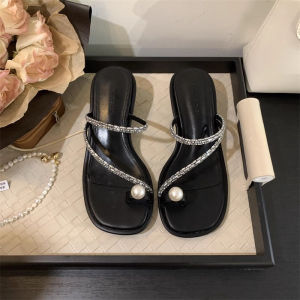 Ielgy Xăng đan cao gót mùa hè mới của phụ nữ với váy Roman bãi biển pháp dép