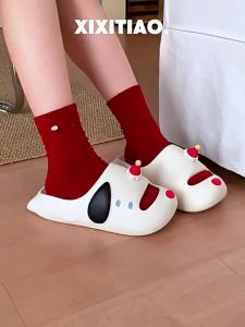 XIXITIAO Outdoor Wear Home Comfort Korean Style Summer Sandals Personality Fun Puppy Design Womens Fashion Casual Slide Sandals