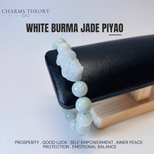 Elegant White Burma Jade Piyao Bracelet 12mm Big Beads - Prosperity & Emotional Balance