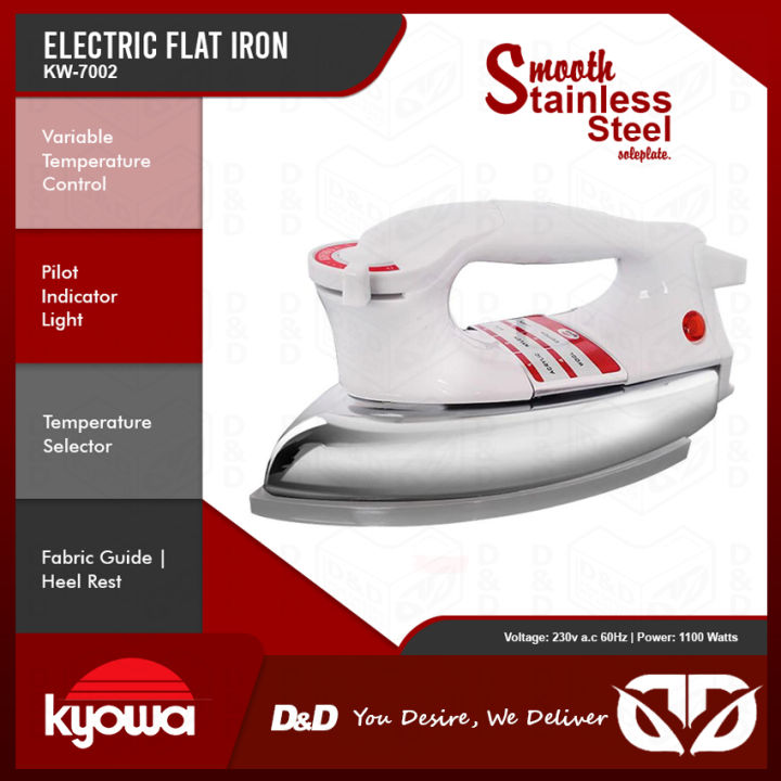 D&D KYOWA Stainless Steel Flat Iron (KW-7002) 1100 Watts Dry