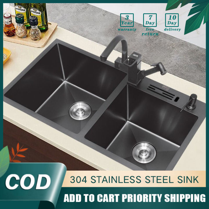 Guga Kitchen Sink 304 Stainless Steel Black Sink Thickness 3.0MM Single Sink/Double Sink