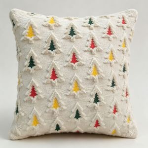 GOFIDIN Christmas Tree Throw Pillow Covers 18x18 Inch Embroidered Cushion Covers Soft Cozy Texture Decorative Pillowcase Holiday Party