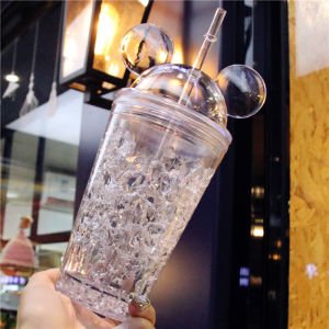 Ly giữ nhiệt micky 2 lớp tặng kèm ống hút 500ml cốc đá lạnh sinh viên học sinh siêu sang