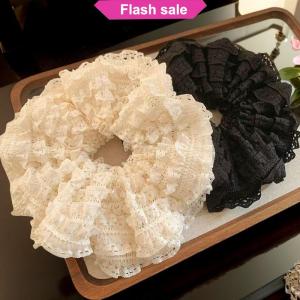 Flash Sale Elegant French Lace Wide Scrunchie Hair Band For Women Girls Hair Tied Bands Head Rope Sweet Hair Ornament Fashion Hair Accessories