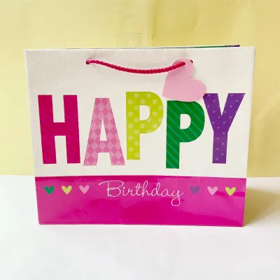 12 PCs Happy birthday Theme Paper bag Craft Bag kids Birthday goodie bag