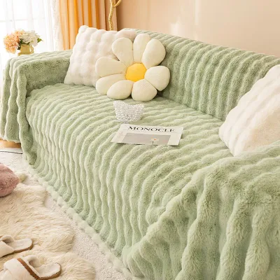 Thỏ sang trọng bọc ghế Sofa dày ấm áp đệm Sofa mùa thu đông bọc ghế Sofa chống mèo chân không lông Sofa chăn đệm