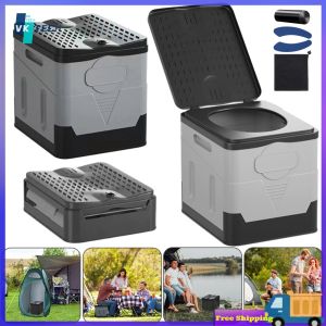 [ VKTECH ] Versatile Outdoor Toilet Bucket - Portable Camping Trash Can and Stool for Hiking and Travel