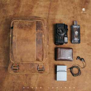 Tas Selempang Sling Backpack Kulit Sapi Crazy Horse Bahan Tebal Dengan Kompartemen Tablet Busa Tebal