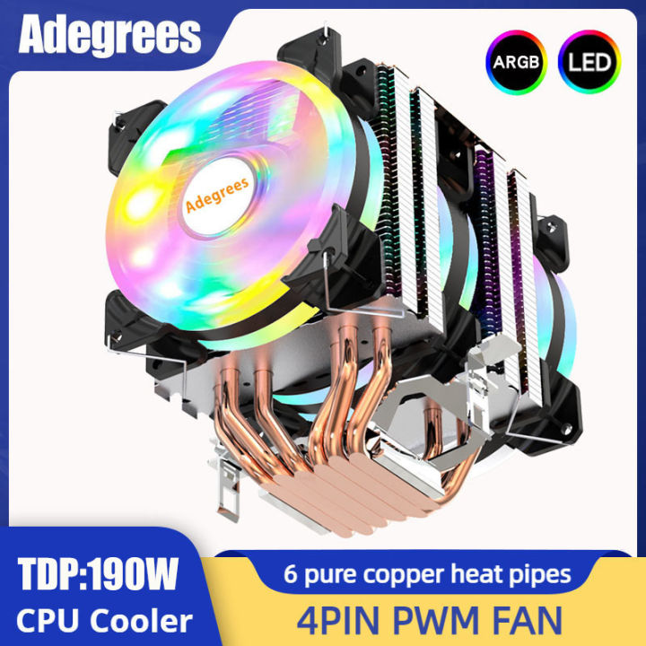 CPU Cooler 6 Heats ARGB 4PIN PWM Processor Cooling Fan For In LGA 1151 ...