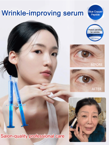 Blue Copper Peptide Serum for Wrinkle Repair Collagen Boost Face Treatment with Barrier Restoration