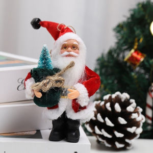 Christmas Santa Decor Hanging Ornament Christmas Santa Claus Figurine Standing Posture Santa Claus Doll for Xmas Tree Festive Decoration