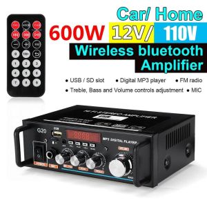 1000W G919/G919H/G20/G30 Mini Amplifier 12V/220V FM SD HiFi Bluetooth 5.0 Stereo Audio Player Power Amplifier 2 Channel AMP Audio Player Car Audio