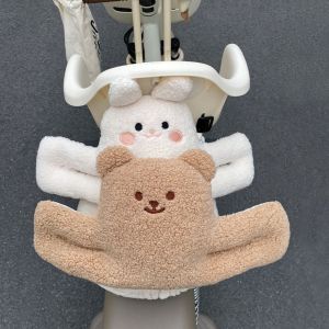 QIXING ตุ๊กตาผ้าพลัฌ แผ่นป้องกันการชนกัน หมีน่ารักๆ นุ่มนุ่มๆ ที่กั้นประตู ทนทานต่อการใช้งาน สะดวกสบายสบายๆ เบาะรองศีรษะป้องกัน รถยนต์ไฟฟ้ารถ