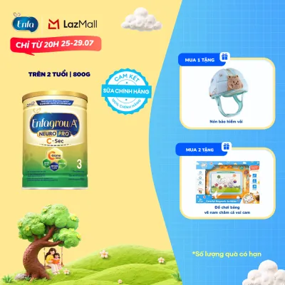[CHỈ TỪ 25-29/07 MUA LÀ CÓ QUÀ] [Cho cả trẻ sinh mổ] Sữa bột Enfagrow A+ NeuroPro 3 C-Sec 800g cho trẻ trên 3 tuổi