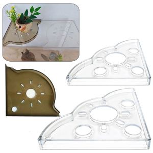 NOBLELYN Punch Free Installation Aquarium Corner Shelf Triangle Corner Design Space Saving Aquarium Plant Holder Durable Transparent Aquatic Plants Storage Rack Fish Tank Interior Decoration