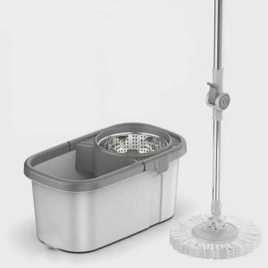 ★HUADA★HD Mop with spinner and bucket stainless steel pole thick microfiber mop