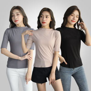 Women Inner Solid Color Shirt Half Sleeve Innerwear Size M-XXL Baju Muslimah Wanita Lengan Pendek [GDR]