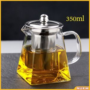 Nurm 950ml Heat Resistant Glass Teapot with Stainless Steel Filter For Home Office Tea Set