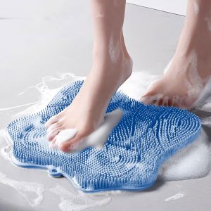 Shower Foot Scrubber Shower Foot and Back Scrubber with Suction Cups Shower Silicone Foot Washer for Exfoliating MassageBlue