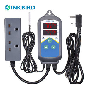 Inkbird Digital Prewired Temperature Controller Only Heating Heat Thermostats Hydroponics ITC-306T with NTC Sensor UK PLUG Dual sockect Day & Night Time Setting AquariumFishing Keeping