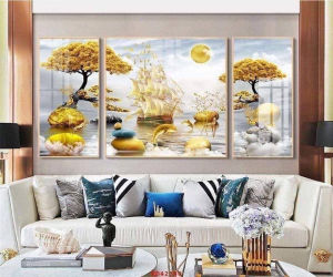Bộ 3 Tranh Treo Tường 3d Tráng Gương Cao Cấp Phong Cách bắc Âu . Trang Trí Nhà Cửa Làm Quà Tặng Tân Gia