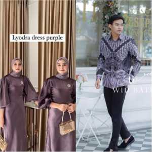 Lyodra Couple Dress Silk Wudhu Friendly Gamis dan Kemeja Batik