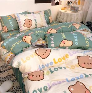 ชุดเครื่องนอน ชุดผ้าปูที่นอน ผ้าปูที่นอนลายการ์ตูน ผ้านวม ผ้าปูที่นอน ปลอกหมอน ครบชุด รวม 6 ชิ้น (บริการปลายทาง)