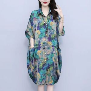 Plus Size Curve Casual Geometric Colorblock Dress Floral Dress For Woman L6021