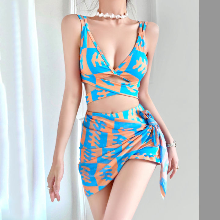 2023 New Hot Spring Swimwear Hot Beachwear Three-pieces Bikini Set High  Waist Short Bathing Suit Fashion Bikini Cover Up Lazada PH