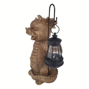 SIQIN สร้างสรรค์และสร้างสรรค์ โคมไฟรูปมังกรพลังงานแสงอาทิตย์ เรซิน น่ารักน่ารักๆ เครื่องประดับรูปแกะสลักศิลปะ ภูมิทัศน์ขนาดเล็กมาก กันน้ำกันน้ำได้ ไฟประติมากรรมไดโนเสาร์ กิจกรรมกลางแจ้งกลางแจ้ง