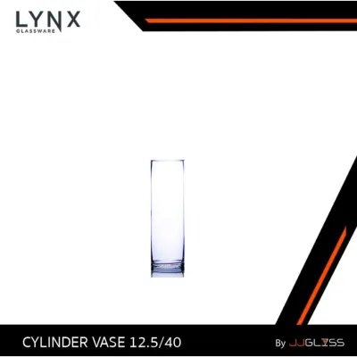 JJGLASS (LYNX) CYLINDER VASE 12.5/40 - แจกันแก้วทรงกระบอกใส แฮนด์เมด เนื้อหนา สไตล์มินิมอล – สำหรับแต่งบ้าน