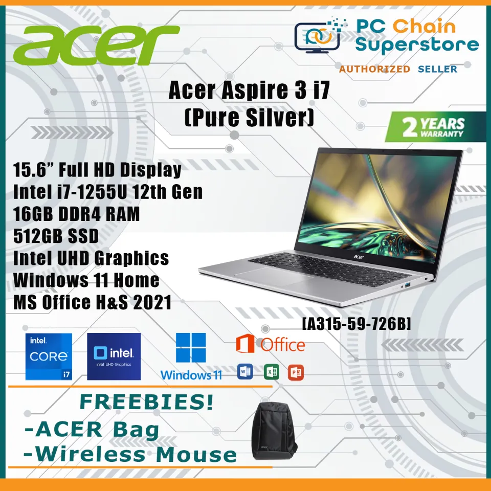 Acer Aspire A315-59-726B Pure Silver Laptop FHD Intel