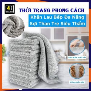 Khăn Bông Lau Tay Nhà Bếp Đa Năng Siêu Thấm Hút - Khăn Lau Bếp Lau Chén Bát 2 Mặt Mềm Mịn Không Xù Lông Có Quai Treo (25x25cm) - Khăn Lau Đa Năng Kháng Khuẩn