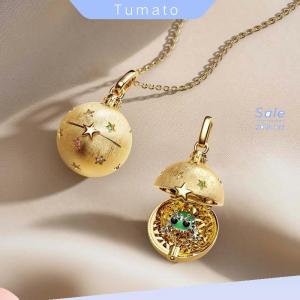 Tumato Retro Style Four-leaf Clover Heart-Shaped Frog Open And Close Circular Pendant Necklace Fashion Jewelry Accessories Gift