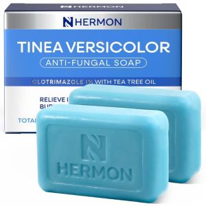 Hermon Tinea Versicolor Soap 2 Bars: Multi-Functional Clinically Proven for Tinea Versicolor Athletes Foot Jock Itch Ringworm - Fact Action Soothes Cleanses and Restores Skin Health