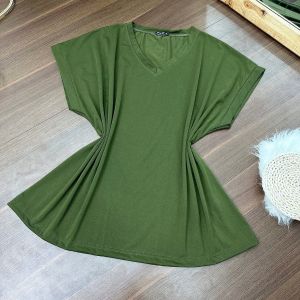 Áo thun nữ BIGSIZE CÔ NHỎ tay hến cổ tim chất vải cotton mát form áo rộng dành cho nàng chuppy 58-95kg A60