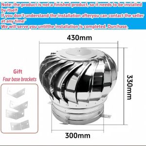 Stainless Steel Roof Ventilator/ Wind Turbines/Whirl Wind Powered Ventilator/Air Vent Attic Ventilator exhaust 300/500/600mm.