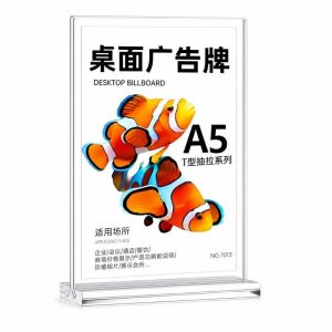 GORGE A4/A5/A6 Giá đỡ màn hình để bàn Trong suốt Trong suốt hai Giá đỡ trưng bày nhãn giá Đa chức năng Acrylic Giá đỡ menu Nhà hàng