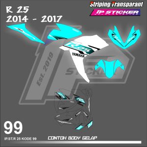 R25 TAHUN 2014 - 2017(COD) STIKER STRIPING MOTOR YAMAHA R25 TAHUN 2014 - 2017  - STIKER LIST SIMPLE DESAIN RACING HOLOGRAM DAN TRANSPARAN BISA COD IP.KODE-99