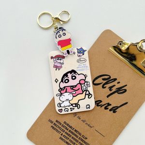 ZEEMIN Halloween Christmas New Kawaii Crayon Shin-Chan Card Holder with Lanyard Nohara Shiro Action Kamen Student ID Cards Anti-Lost Slide Meal Card Cover