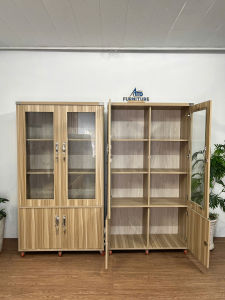 Tủ hồ sơ gỗ MDF 3 cánh – Lưu trữ hồ sơ văn phòng – Nhiều ngăn tiện dụng – Màu vân gỗ sang trọng