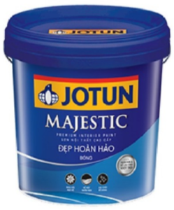 Sơn nội thất Jotun MAJESTIC đẹp hp (5lít/15lít). Có độ bóng ánh ngọc trai tuyệt đẹp được cải tiến vượt trội về bề mặt nhẵn mịn và dễ lau chùi.