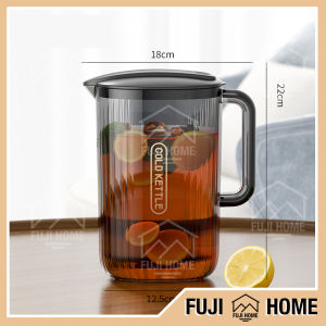 Jug peti sejuk air Jug air Jar dapur cerek panas & sejuk minum 2200ML Large Capacity Cold Kettle Drinking Glass Serving Jug Refrigerator Water Jug Water Jar Kitchen Warm & Cold Kettle Drinking Jar Pitcher