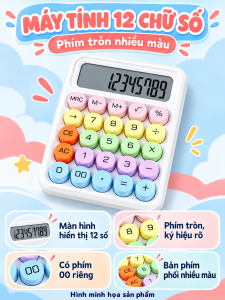 Máy Tính Cộng Trừ Nhân Chia | Hiển Thị 12 Số Phím Tròn Có Phím 00 Cho Ghi Chép Và Công Việc Mỗi Ngày