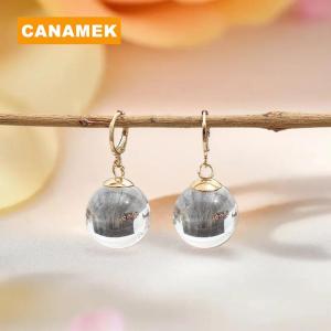 【CANAMEK】 Simple Fashion Spherical Glass Dangle Earrings For Women Accessories Gift Hoop Earrings Party Jewelry Gift