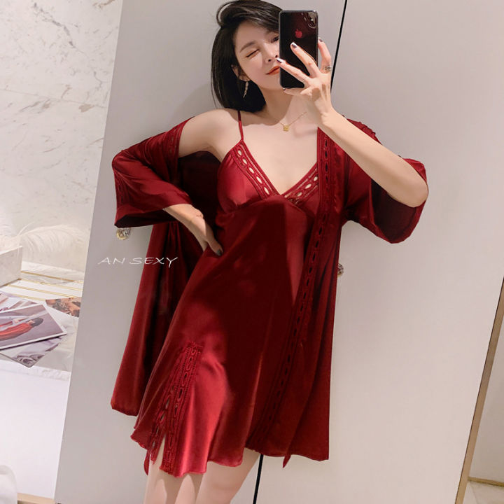 Váy Ngủ Sexy - Áo Choàng Ngủ Lụa Mềm Mại Sang Chảnh Quyến Rũ VN562 - Hana  Lady