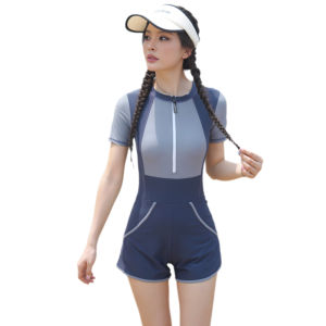 Lyseacia Hợp Thời Trang Mùa Hè Peplum Đồ Bơi Cho Phụ Nữ Backless Một Mảnh Áo Tắm Phụ Nữ vải có kết cấu Tay Ngắn Đồ bơi Với ôm bụng Cho Hồ Bơi Và Phòng Tập Thể Dục