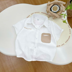 Áo Sơ Mi Cộc PLASTIC Phối Túi Cho Bé Trai SUMO CITY Áo Cộc Tay Cho Bé Đi Học Đi Chơi Từ 10-28kg