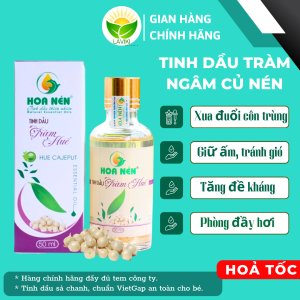 Tinh dầu tràm Hoa Nén 50ml nguyên chất được ngâm thêm củ Nén - Dầu tràm giúp giữ ấm phòng ho sỗ mũi cảm lạnh cho bé hiệu quả. Tinh dầu tràm cho bé - Có kiểm định- Hoả Tốc