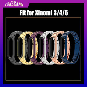 VUAERANG New Metal Strap Suitable for Xiaomi Mi Band 3/4/5/6/7 Universal Wristband Stainless Three Beads Metal Steel Bracelet Strap Sports Watch Accessories for Miband 3/4 Miband 5/6 Miband 7
